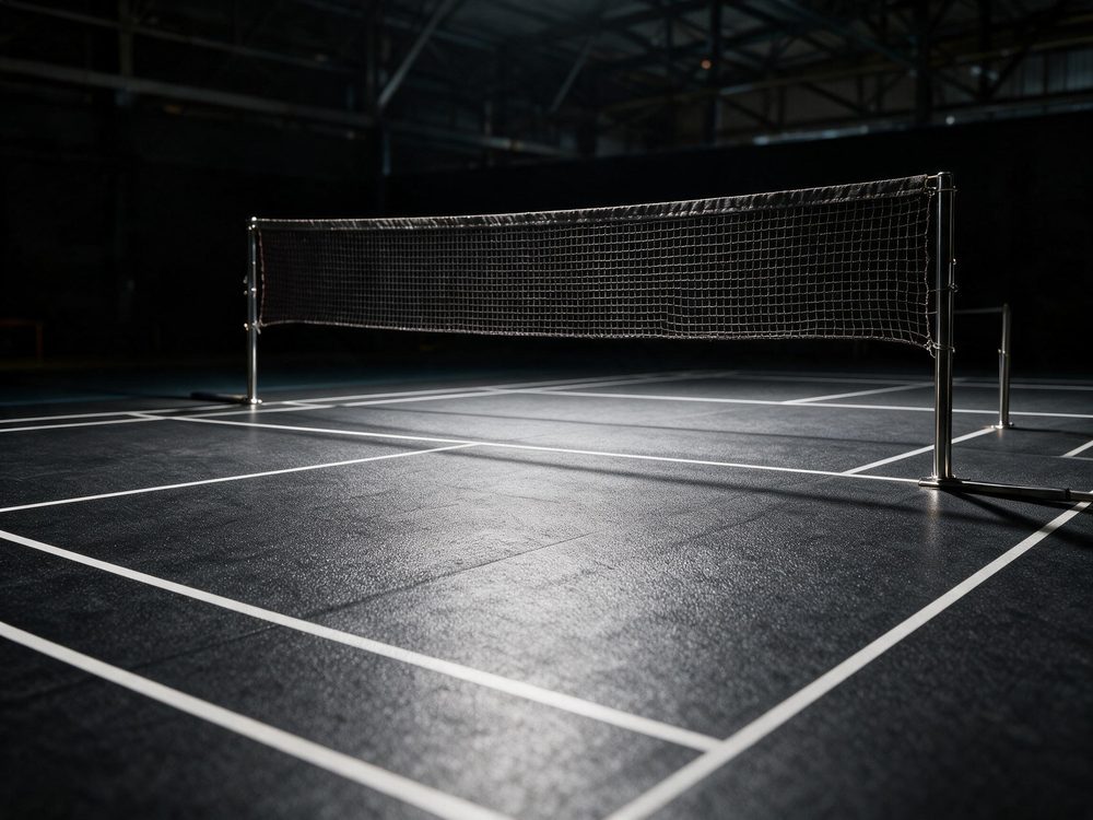 Premium indoor court surface and net detail